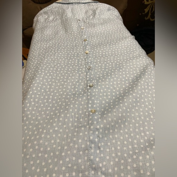 Rachel Zoe Plus Size 1X Light Blue with White Polka Dots Tunic Shirt. - Picture 7 of 7